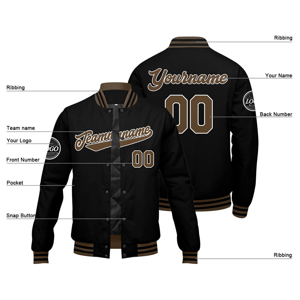 Custom Varsity Jacket Letterman jacket for Men, Women and Youth Black Brown enthsush