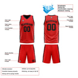 Custom Reversible Basketball Suit for Adults and Kids Personalized Jersey Red-Black