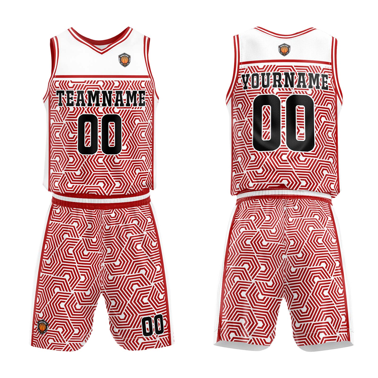 Custom White Red Basketball Jersey Uniform Suit Printed Your Logo Name Number enthsush