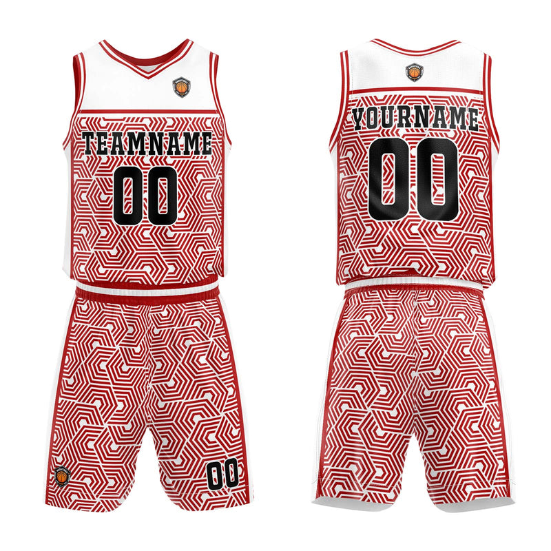 Custom White Red Basketball Jersey Uniform Suit Printed Your Logo Name Number