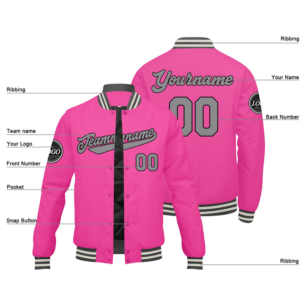 Custom Varsity Jacket Letterman jacket for Men, Women and Youth Pink enthsush