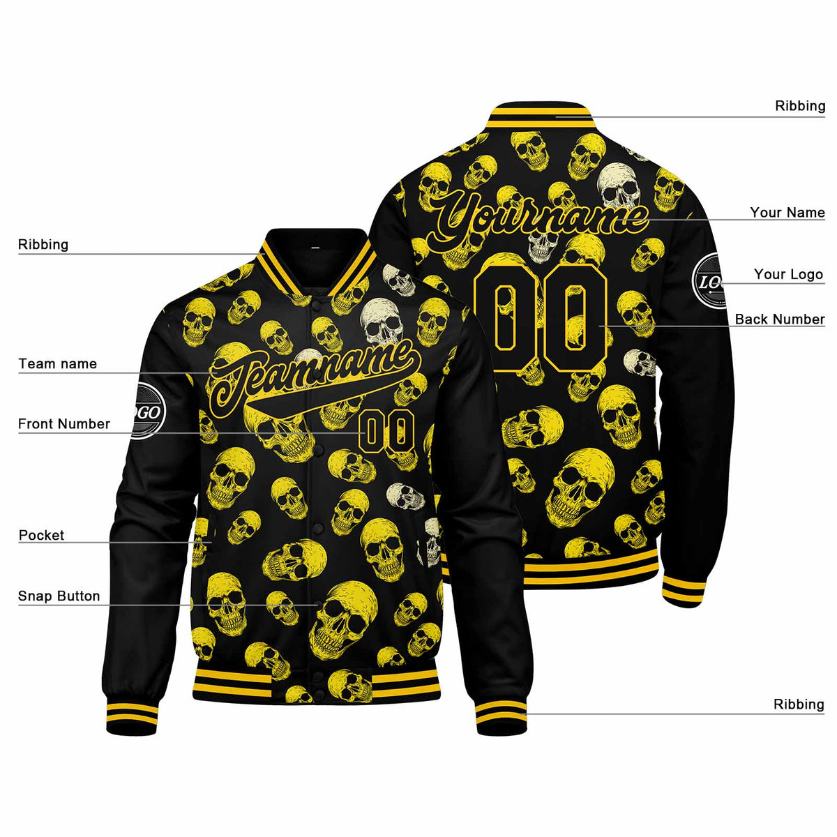 Custom Varsity Jacket Letterman jacket for Men, Women and Youth Yellow enthsush