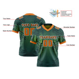 Custom Green Orange Football Jersey Personalized Gradient Football Shirts for Men Printed Team Name Number Logo