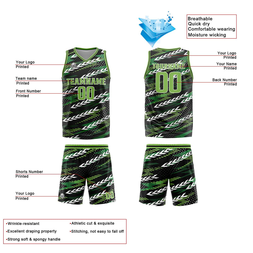 Custom Black Dark Green Reversible Basketball Suit for Adults and Kids Personalized Jersey enthsush