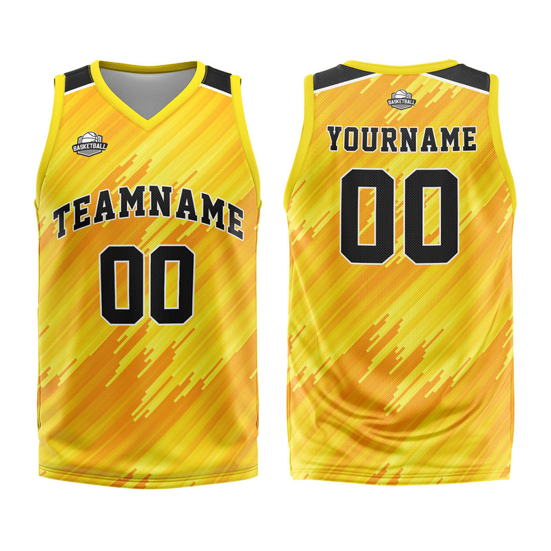 Custom Yellow Basketball Jersey Uniform Suit Printed Your Logo Name Number