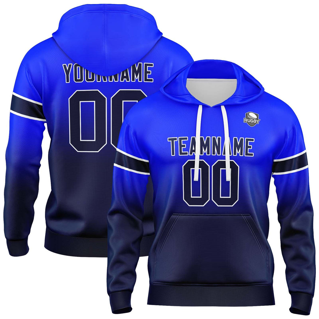 Custom Gradient Hoodie For Man Woman Girl Boy Print Your Logo Name Number Royal&Navy enthsush