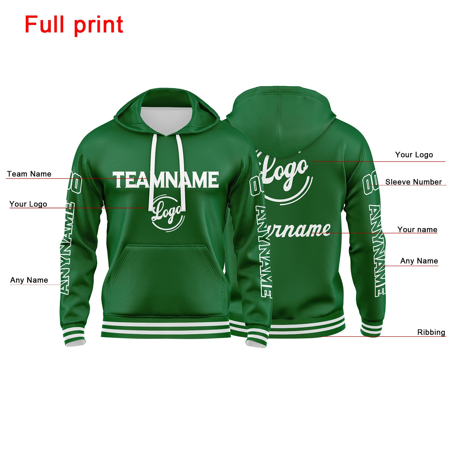 Custom Green Sweatshirt Hoodie For Men Women Girl Boy Print Your Logo Name Number enthsush