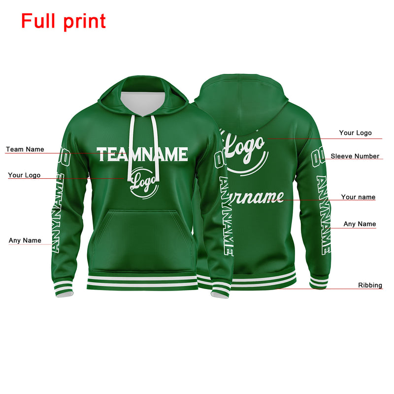 Custom Green Sweatshirt Hoodie For Men Women Girl Boy Print Your Logo Name Number