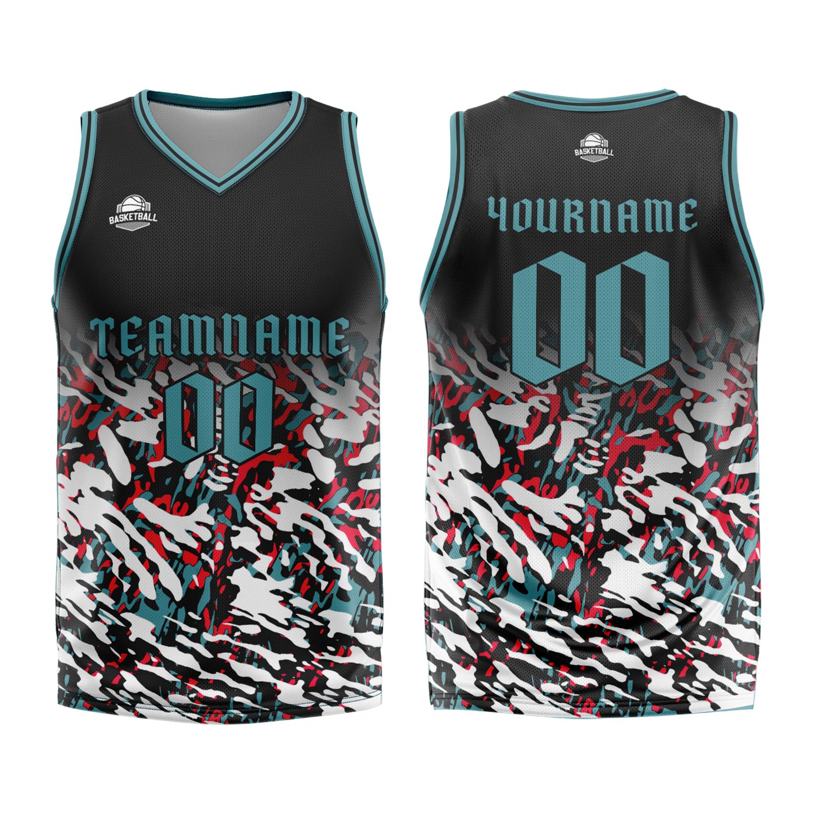 Custom Black Red Green Basketball Jersey Uniform Suit Printed Your Logo Name Number enthsush