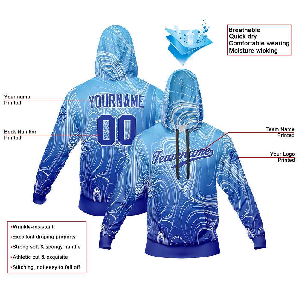 Custom Blue Sweatshirt Hoodie For Men Women Girl Boy Print Your Logo Name Number enthsush