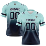 Custom Light Teal Navy Gradient Football Jersey Personalized Football Shirts for Men Women  Printed Team Name Number Logo