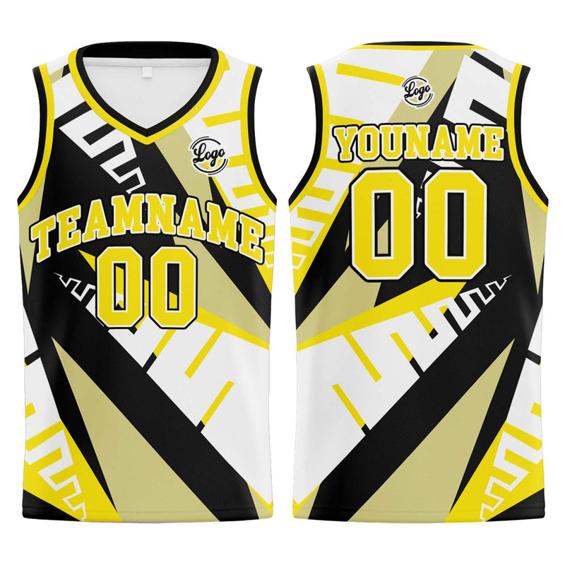 Custom White Black Yellow Basketball Jersey Uniform Suit Printed Your Logo Name Number