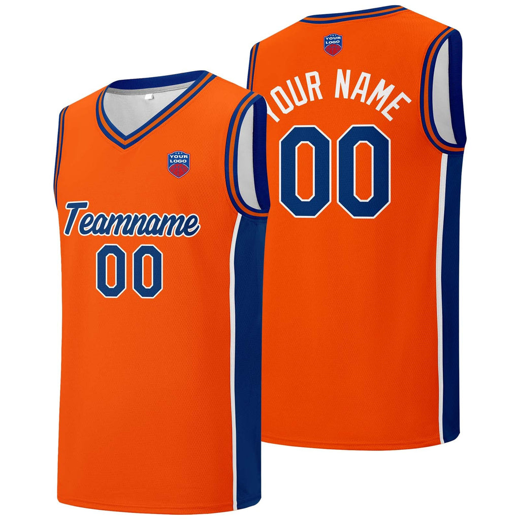 Custom basketball jersey shorts for men and women. Embroidered and printed name, number and logo Orange enthsush