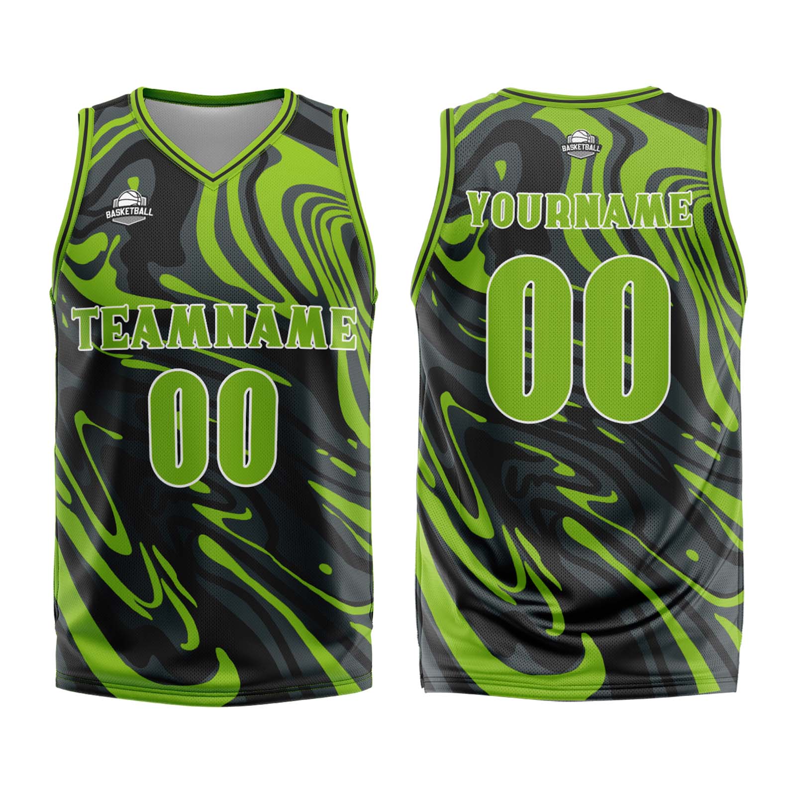 Custom Fluid Green Black Basketball Jersey Uniform Suit Printed Your Logo Name Number enthsush