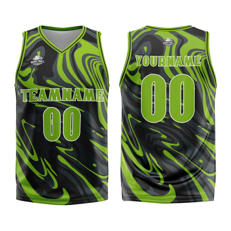 Custom Fluid Green Black Basketball Jersey Uniform Suit Printed Your Logo Name Number