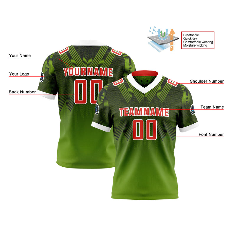 Custom Green Red Reversible Football Jersey Personalized Gradient Football Shirts for Men Printed Team Name Number Logo