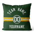 Custom Football Throw Pillow for Men Women Boy Gift Printed Your Personalized Name Number Green & Yellow & White enthsush