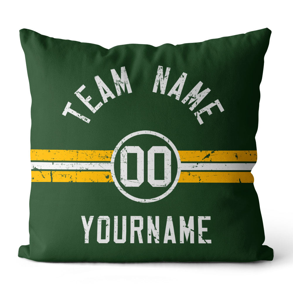 Custom Football Throw Pillow for Men Women Boy Gift Printed Your Personalized Name Number Green & Yellow & White enthsush