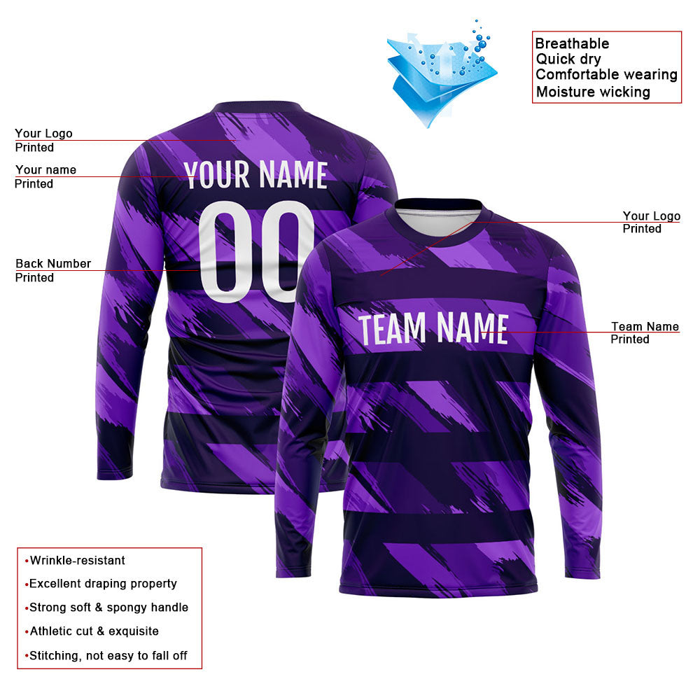 Custom Basketball Soccer Football Shooting Long T-Shirt for Adults and Kids Horizontal bar-Purple enthsush