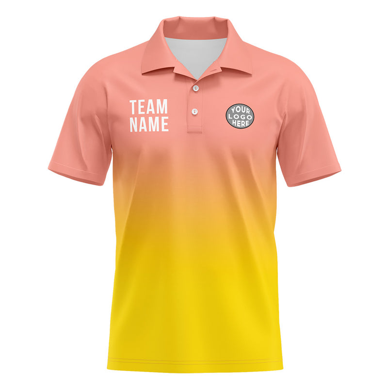 Custom Light Pink Yellow Football Polo Shirts Add Your Unique Logo/Name/Number