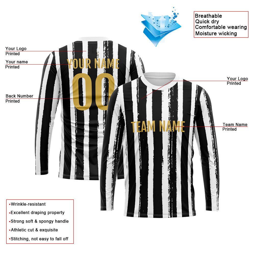 Custom Basketball Soccer Football Shooting Long T-Shirt for Adults and Kids Stripe-Black enthsush