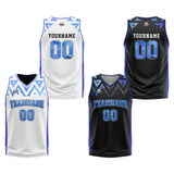 Custom Reversible Basketball Suit for Adults and Kids Personalized Jersey Blue-Black-White