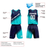 Custom Basketball Jersey Uniform Suit Printed Your Logo Name Number Teal-Navy