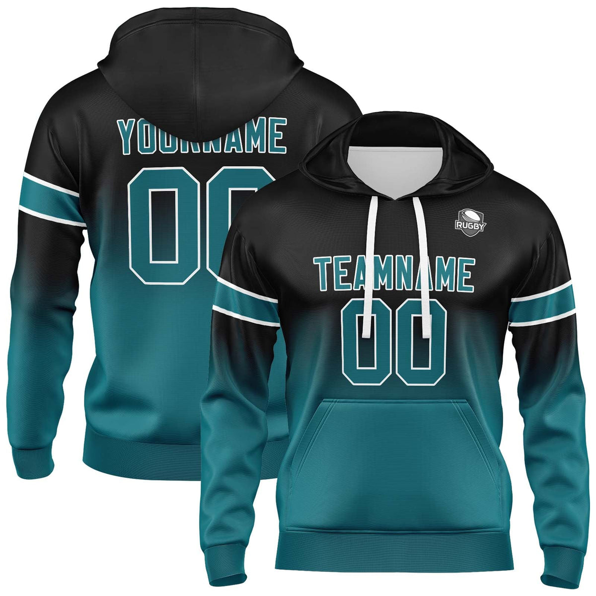 Custom Gradient Sweatshirt Hoodie For Man Woman Girl Boy Print Your Logo Name Number Black&Green enthsush