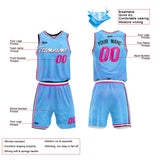 Custom Basketball Jersey Uniform Suit Printed Your Logo Name Number Light Blue-Pink