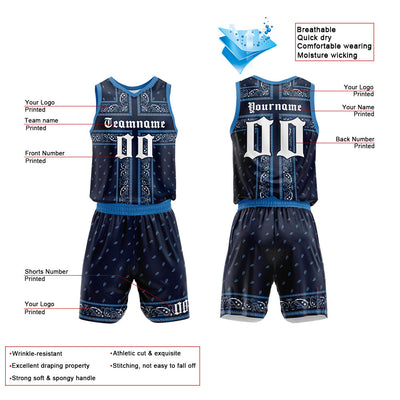 Custom Basketball Jersey Uniform Suit Printed Your Logo Name Number Navy-Blue enthsush
