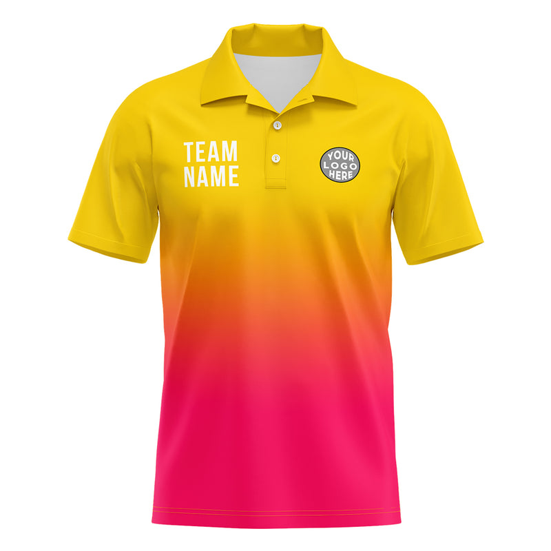 Custom Yellow Hot Pink Football Polo Shirts Add Your Unique Logo/Name/Number