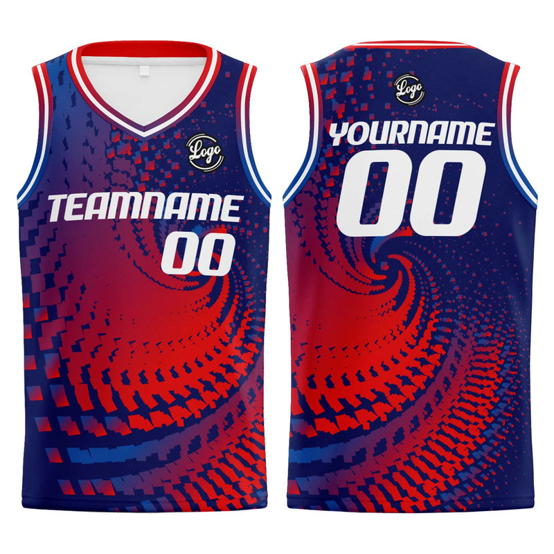 Custom Navy Red Basketball Jersey Uniform Suit Printed Your Logo Name Number