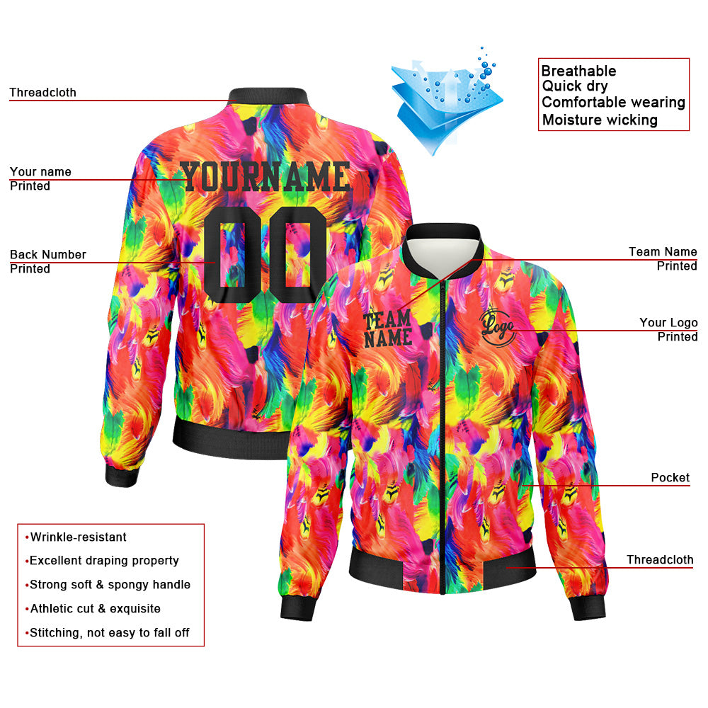 Custom Long Sleeve Windbreaker Jackets Uniform Printed Your Logo Name Number Feather enthsush