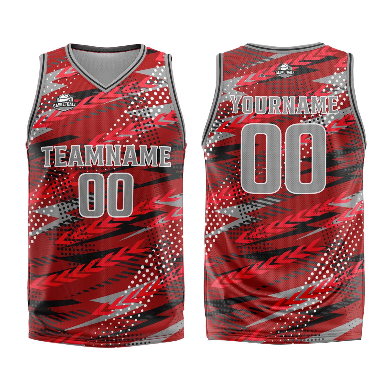 Custom Red Grey Basketball Jersey Uniform Suit Printed Your Logo Name Number enthsush