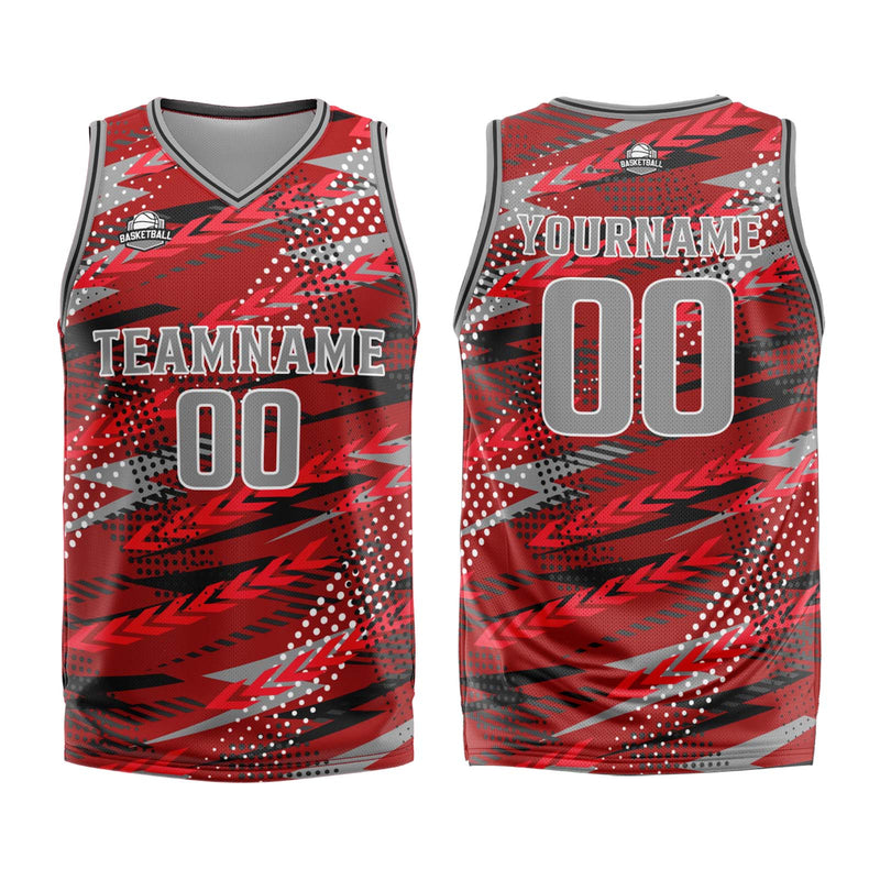 Custom Red Grey Basketball Jersey Uniform Suit Printed Your Logo Name Number