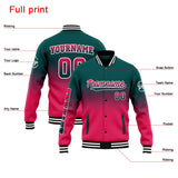 Custom Gradient Varsity Jacket Letterman jacket for Men, Women and Youth Dark Green&Pink