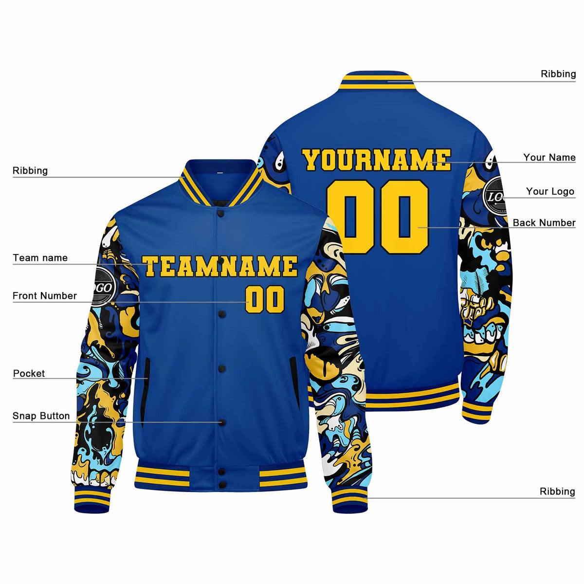 Custom Varsity Jacket Letterman jacket for Men, Women and Youth Royal enthsush