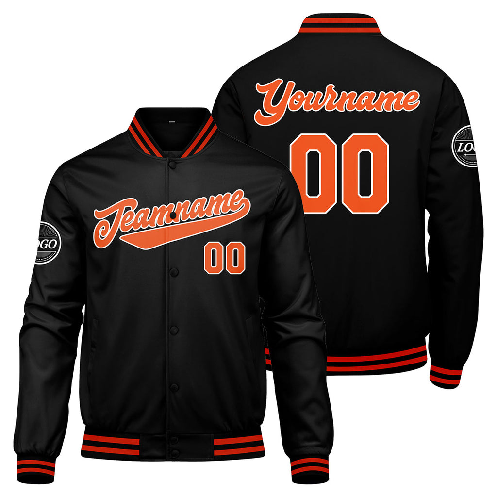 Custom Varsity Jacket Letterman jacket for Men, Women and Youth Black Orange enthsush