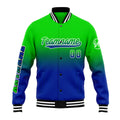 Custom Gradient Varsity Jacket Letterman jacket for Men, Women and Youth Green&Blue enthsush