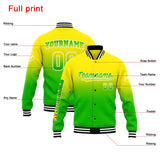 Custom Gradient Varsity Jacket Letterman jacket for Men, Women and Youth Yellow&Green