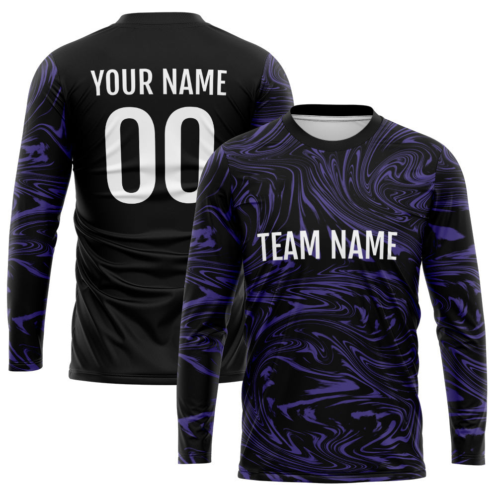 Custom Basketball Soccer Football Shooting Long T-Shirt for Adults and Kids Purple-Black enthsush