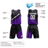 Custom Basketball Jersey Uniform Suit Printed Your Logo Name Number Black-Purple