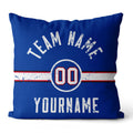 Custom Football Throw Pillow for Men Women Boy Gift Printed Your Personalized Name Number Blue & Red & White enthsush
