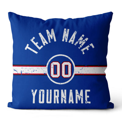 Custom Football Throw Pillow for Men Women Boy Gift Printed Your Personalized Name Number Blue & Red & White enthsush