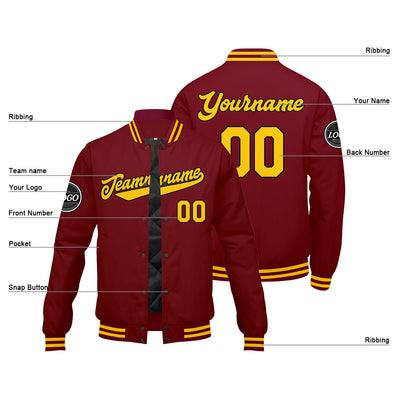 Custom Varsity Jacket Letterman jacket for Men, Women and Youth Crimson Yellow enthsush