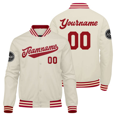 Custom Varsity Jacket Letterman jacket for Men, Women and Youth Red Cream enthsush