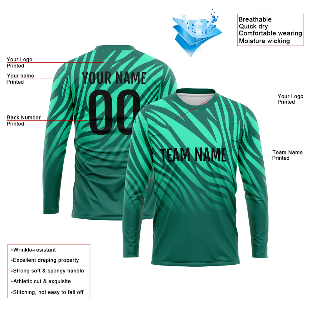 Custom Basketball Soccer Football Shooting Long T-Shirt for Adults and Kids Green enthsush
