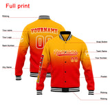 Custom Gradient Varsity Jacket Letterman jacket for Men, Women and Youth Light Orange&Red