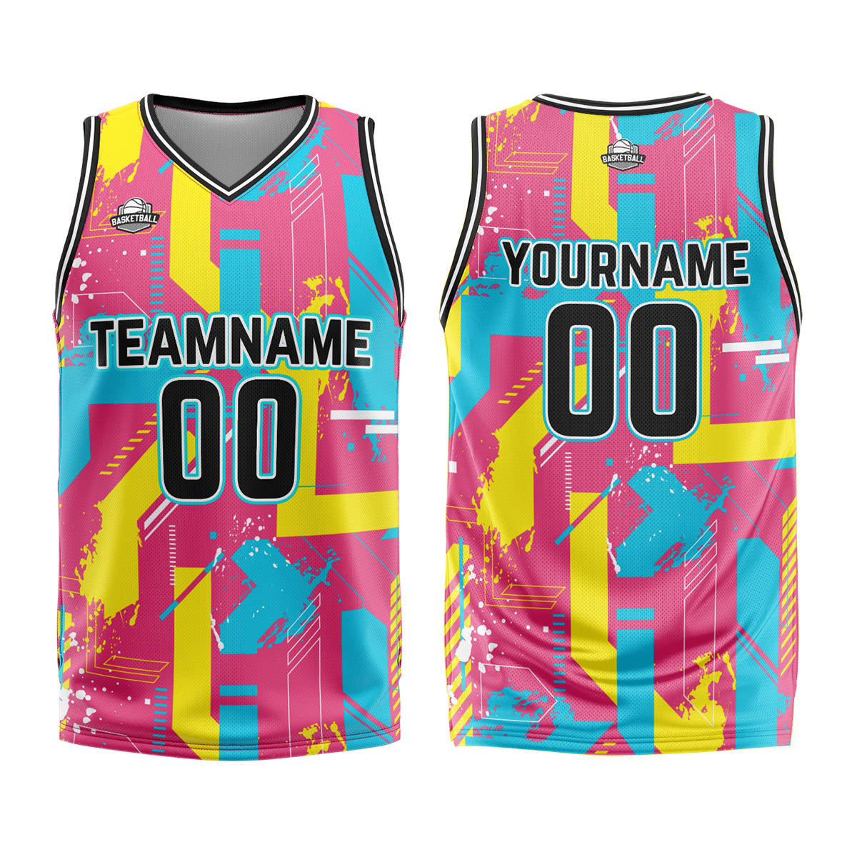 Custom Pink Yellow Basketball Jersey Uniform Suit Printed Your Logo Name Number enthsush