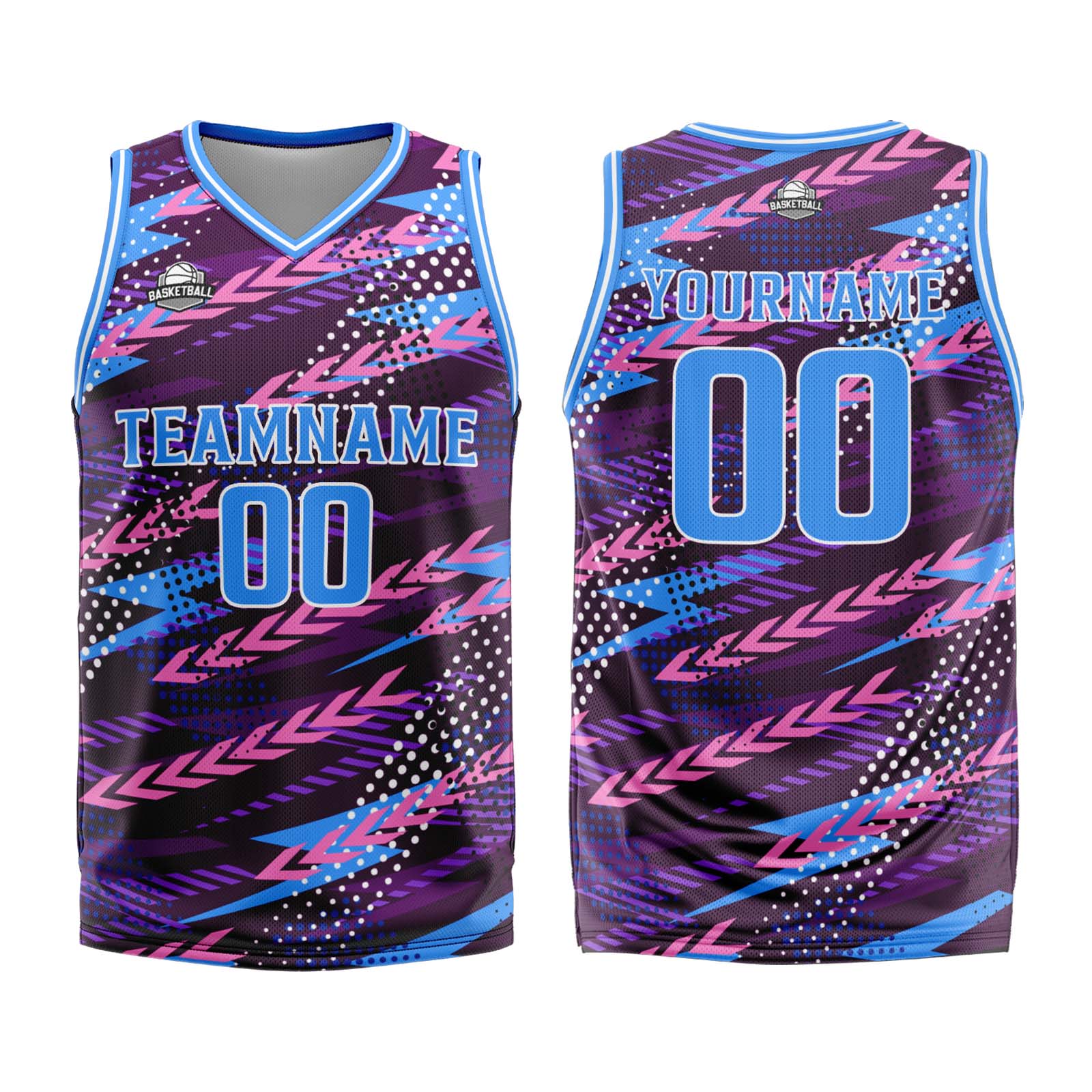 Custom Pink Blue Basketball Jersey Uniform Suit Printed Your Logo Name Number enthsush